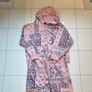 J Crew University Terry Zip-Up Hoodie and Cutoff Shorts Set in Patchwork Paisley